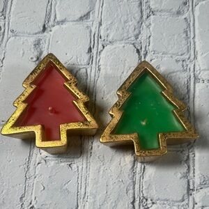 Gold Trimmed Christmas Tree Candles Handcrafted for Silvestri set of 2 candles
